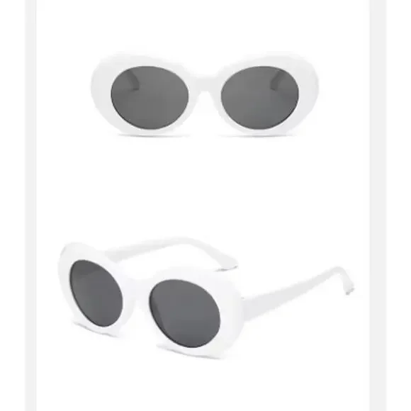 Kurt Cobain Sunglasses White Oval Shades Punk Grunge Retro Clout - Picture 7 of 7